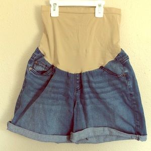 Indigo blue maternity shorts